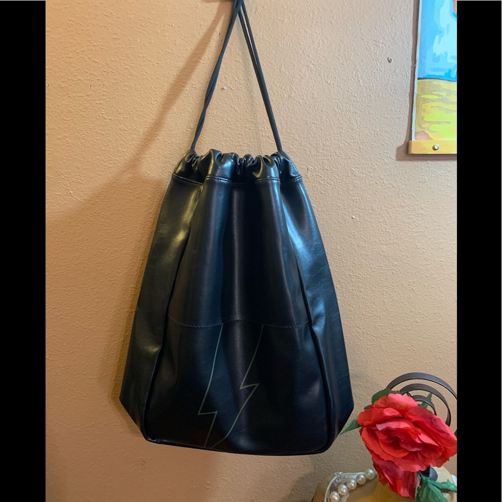 Carolina Herrera Black Bad Boy Draw String lighting Bolt Backpack - New